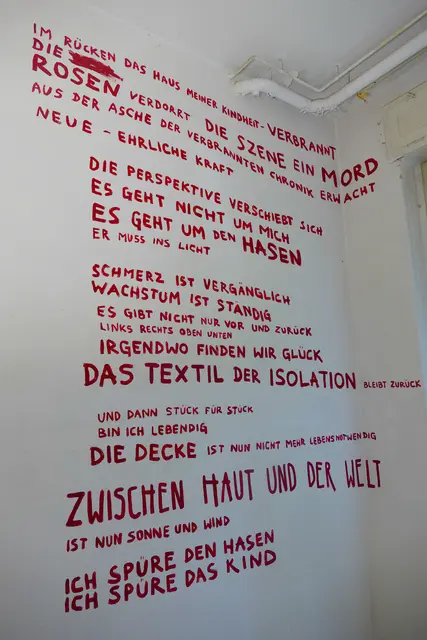 Fünfter und letzter Abschnitt dvon dem Gedicht "Unter meiner Decke" von Rosa Vogt