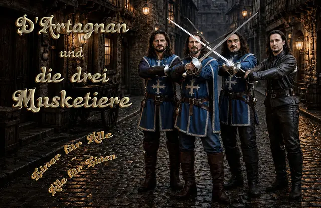 von links nach rechts: Porthos (Jochen Ulsamer), Aramis (Ralph Miethig), Athos (Peter Sedlacek), D'Artagnan (Michael Ditz) | Foto: Peter Sedlacek