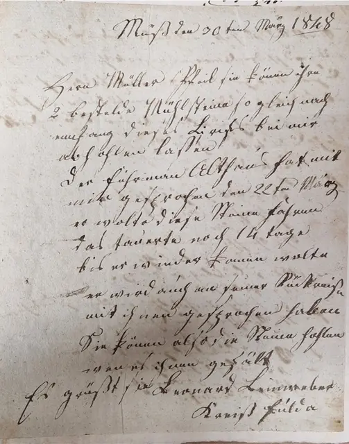 Schreiben an Müller Pfeil 
Müß den 30ten März 1848
