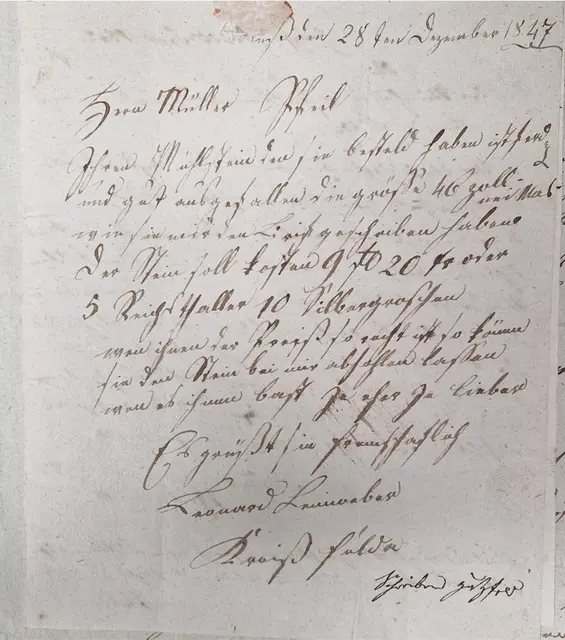Schreiben an Müller Pfeil - Fulda, den 28. Dezember 1847