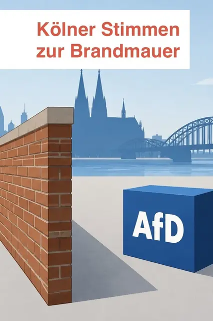 In Köln wird wieder der Umgang mit der AfD und die Brandmauer diskutiert. Die Kölner StadtGesellschaft KSG fordert langfristig eine andere Strategie. | Foto: Frei von Rechten Dritter Grafik KI