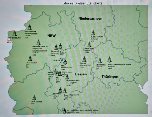 Glockengießer Standorte der Glocken in den Kirchen 10 km um Hatzfeld