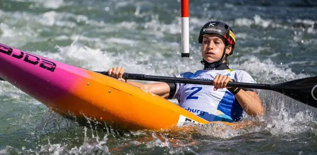 Ricarda Funk (Bad Kreuznach und Kanu Schwaben Augsburg) holte sich letztendlich den zweiten Platz im Gesamt Weltcup Kajak Cross der Saison 2026 | Foto: Marianne Stenglein