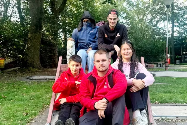 Team Wanne-Eickel in Bulmke v.l.: Can-Joshua Henke, Mark Omoruyi, Tim Sawartowski (Jugendwart), Jan Dorny und Sonja Knoll.