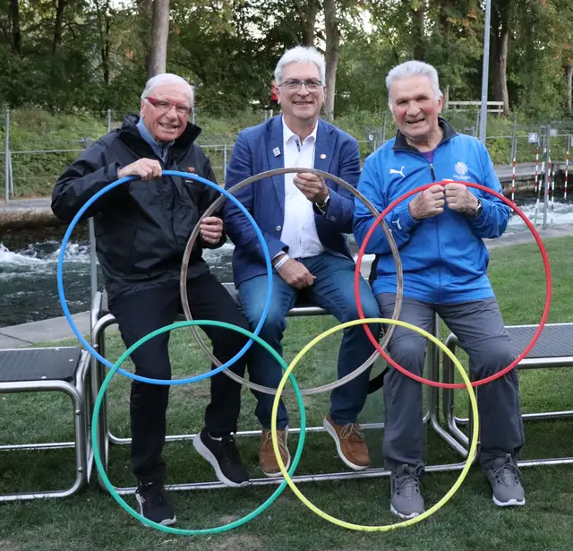 Drei begeisterte Schwabenkanuten mit Erfahrungen von den olympischen Spielen 1972 von links Englet-Pleitner-Woppowa | Foto: Marianne Stenglein