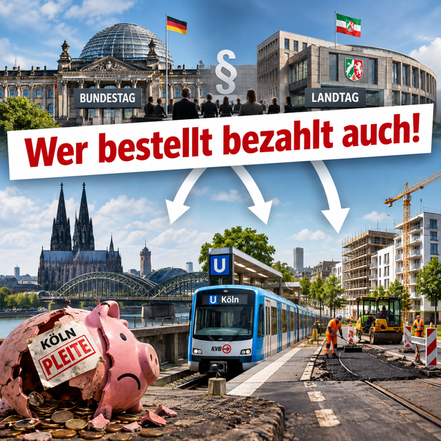 Die FDP/KSK-Fraktion fordert im Kölner Süden einen kleinen Aufstand der Kommunen gegen die wachsende Belastung durch Landes- und Bundesaufgaben.  | Foto: Mit KI erstelltes Symbolbild. Frei von Rechten Dritter 