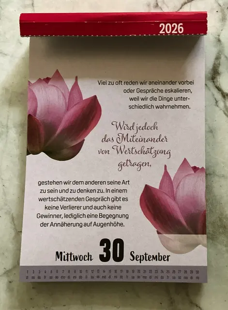 Gedanke zum Tag: Tagesblatt vom 30.Semptember  | Foto: Jutta Vogt-Tegen, Lingen Verlag