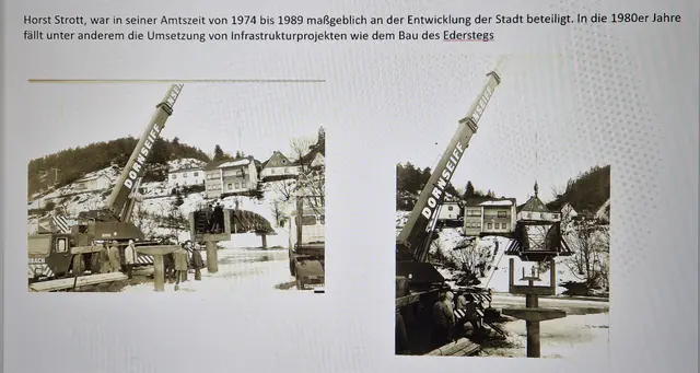 Bau des Edersteges in Hatzfeld 1978