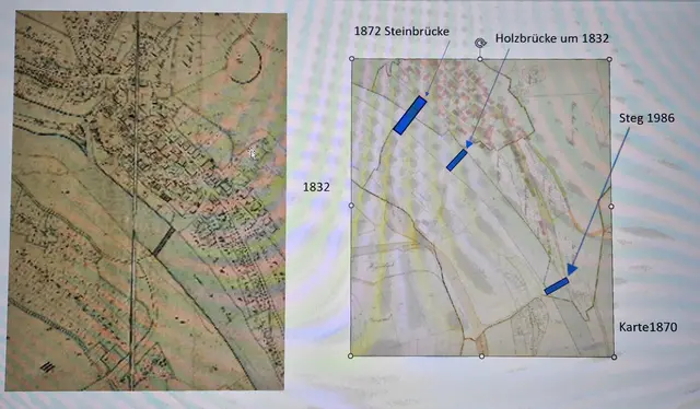 Standorte der Ederstege und Brücke 1832 bis 1986