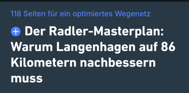 "86 km!" Oder doch noch einiges mehr? Die HAZ Langenhagen stellte das städtische "Radverkehrskonzept" vor. Was der ＡＤＦＣ Langenhagen noch DEUTLICH intensiver sieht als die HAZ Lsngrnhagen | Foto: HAZ Langenhagen / ＡＤＦＣ Langenhagen