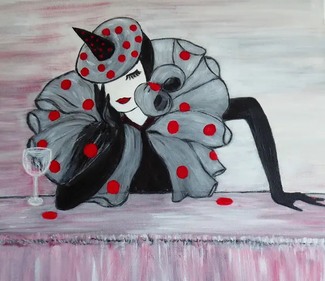 " Maskerade" Silke Dokter  Acryl auf Leinwand 50x70