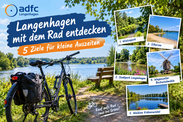 Langenhagen mit dem Rad entdecken: Fünf (5) Ziele für kleine Auszeiten. Rauf aufs Rad - raus ins Grüne! Insider-Tipp: Für Ansicht des vollen Bildes aufs Bild klicken. | Foto: ＡＤＦＣ Langenhagen