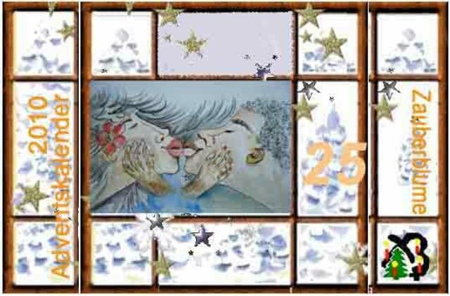 Der-Weihnachtskuss-1999-Aquarell-20101200-Adventskalender-Weihnachtsfenster-2010-BO-Zauberblume-jpg_