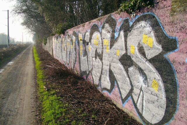 Graffiti neben der Bahnlinie