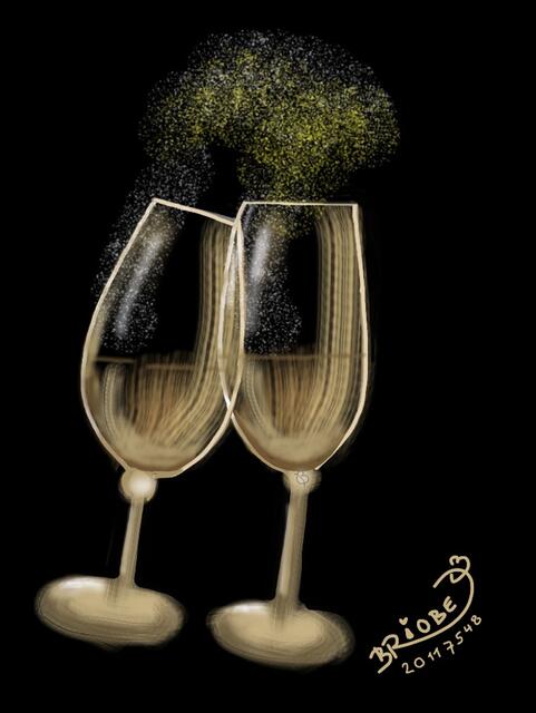 Gedanken zum Jahreswechsel - 20117548 - Sektglas - Brushes - Brigitte Obermaier
