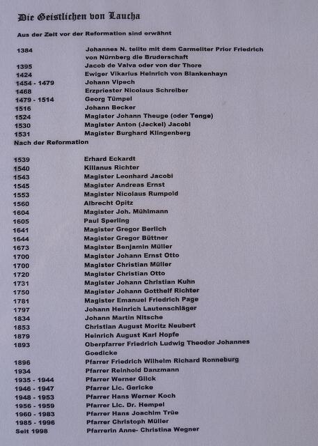 Die Geistlichen von Laucha von 1384 - 1998 !