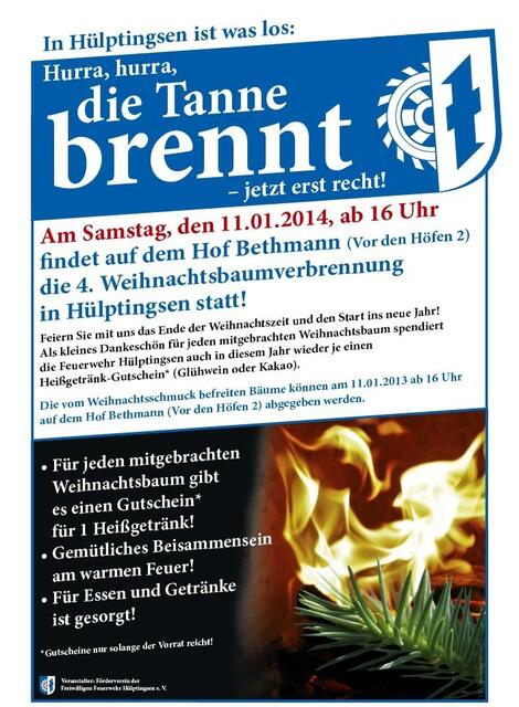 Weihnachtsbaumverbrennung 2014 in Hülptingsen