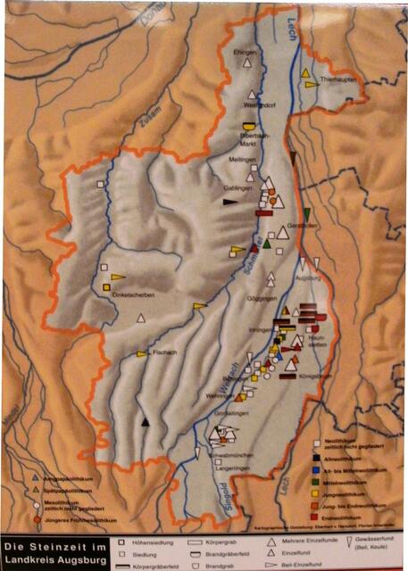 Steinzeit und frühe bronzezeit (Landkarte Augsburg Landkreis-Süd)