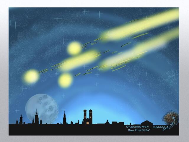 Die Leuchterscheinung am Himmel wird 
dagegen Meteor oder Sternschnuppe genannt. 
Sie wird außer von Meteoriten auch von vollständig 
verglühenden Partikeln aus dem All verursacht.
Von 10. bis 21. November sind Sternschnuppen 
aus dem Meteorstrom der Leoniden 
am Nachthimmel sichtbar. 
Das Maximum wird voraussichtlich 
in der Nacht vom 17. November 2014erreicht