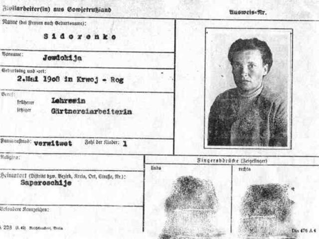 Zwangsarbeiterin die im Landkreis Augsburg tätig war.