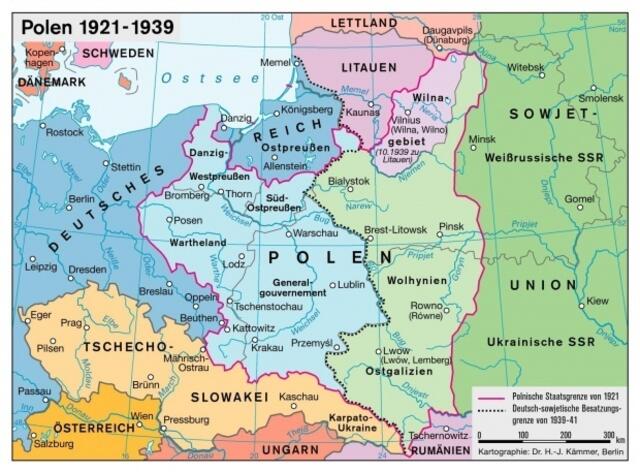 Karte von Polen vor dem 2. Weltkrieg