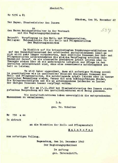 Der sog. "Hungerkosterlaß", Grundlage der "dezentralen Euthanasie".