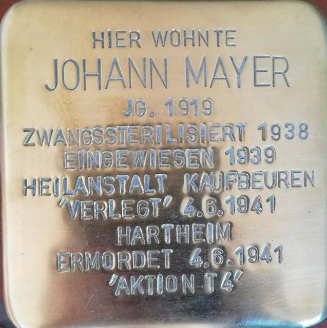Stolperstein Johann Mayer