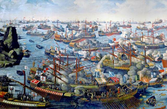 Die Seeschlacht von Lepanto 1571 (anonymes Gemälde spätes 16. Jahrhundert) | Foto: © Bild: https://de.wikipedia.org CC 