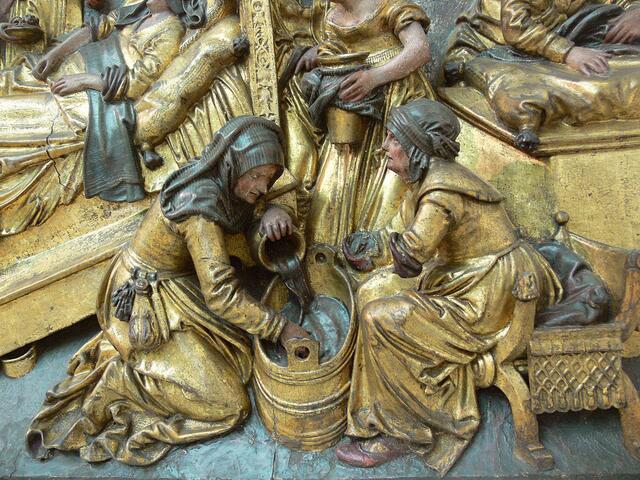 Detail der Skulptur Geburt Mariens, Augsburg um 1520 | Foto: © Bild: https://de.wikipedia.org CC 