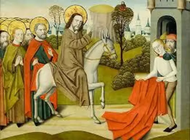 Einzug Jesu in Jerusalem, Tafelgemälde, Ulmer Schule um 1470 | Foto: © Bild: www.bayerisches-nationalmuseum.de CC 