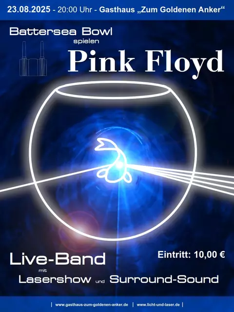 Plakat für die Veranstaltung Battersea Bowl spielen Pink Floyd in Gleina am 23.08.2025 | Foto: Alexander Goldstein