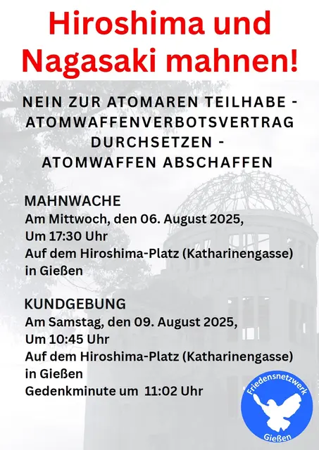 Veranstaltungsposter Hiroshima-Gedenken 2025