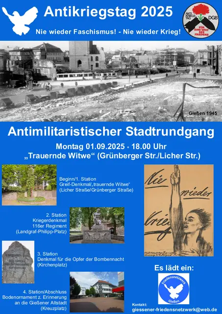 Veranstaltungsplakat zum Antikriegstag 2025