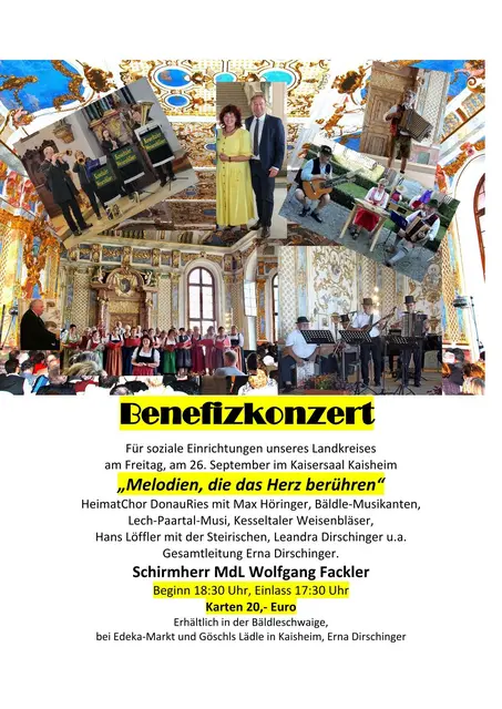 Plakat zum großen Benefizkonzert im Donauwörher Kaisersaal am 26. September 2025 | Foto: © Bild: privat CC 
