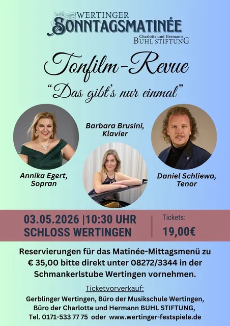 Unter dem Titel „Das gibt’s nur einmal – die Tonfilm-Revue“ erwartet das Publikum eine musikalische Zeitreise in die Welt der UFA mit Ohrwurmgarantie.