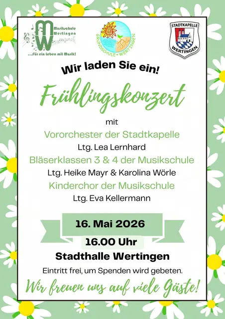 Viele junge Künstler aus den Bläserklassen, dem Chor und dem Vororchester freuen sich auf das Frühlingskonzert und viele Gäste.