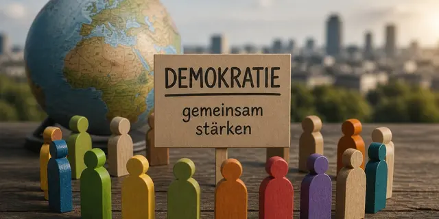 Für eine lebendige Demokratie: Vielfalt, gesellschaftlicher Zusammenhalt und gemeinsames Engagement - in Deutschland, in Europa und weltweit.  | Foto: DGB Lehrte, KI generiertes Symbolbild