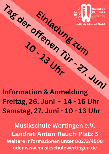 Beim "Tag der offenen Tür" sind alle Lehrkräfte vor Ort, stellen ihre Fachbereiche vor und stehen für persönliche Gespräche sowie Informationen rund um Instrumente und Musikunterricht zur Verfügung.