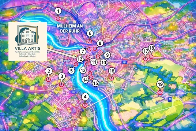 Nr. 12 im Kunstjahr 2026 - KUNSTBLICKE IN DER VILLA ARTIS WO?   Ruhrstr. 3 / Ecke Delle ÖPNV: "Stadtmitte - Mülheim" NAVI & PARKEN: "Delle" oder "CASINO"