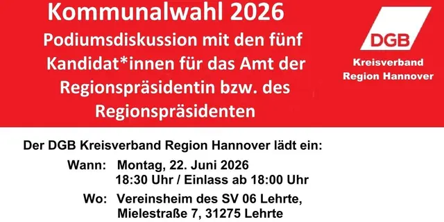 Einladung zur Podiumsdiskussion | Foto: DGB Lehrte