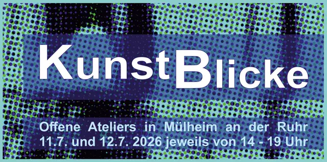 Plakat des Künstlervereins AGMK e.V. zur Aktion unter der Schirmfrauschaft von Dr. Daniela Grobe in der Ruhrtalstadt Mülheim "KUNSTBLICKE 2026"