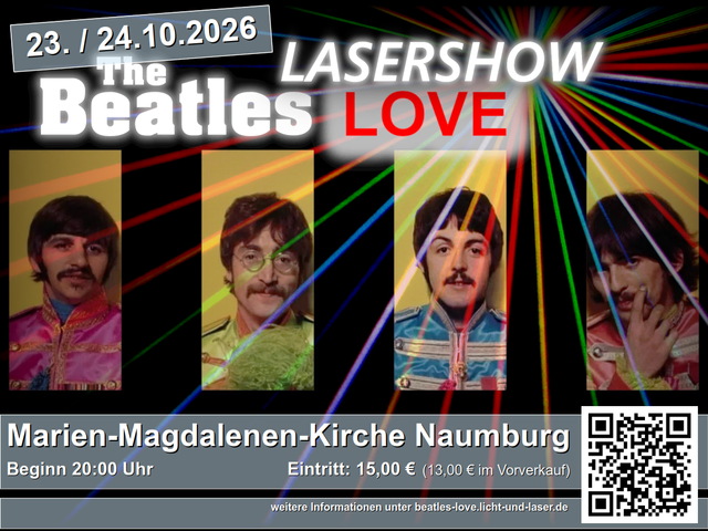 Lasershow "Beatles Love" in der Naumburger Marien-Magdalenen-Kirche am 23. und 24.10.2026