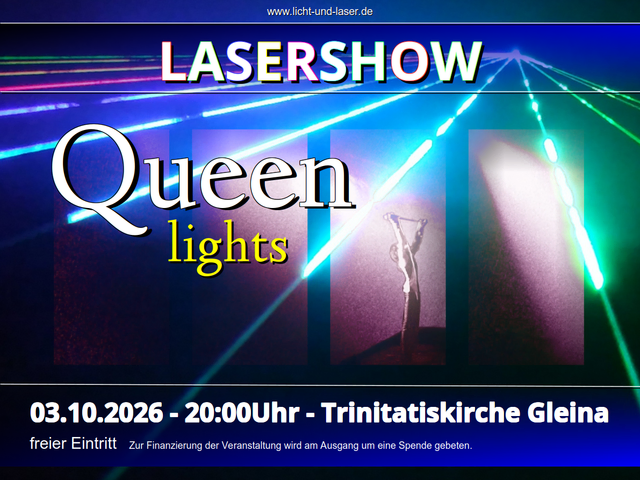 Lasershow "Queen lights" in der Trinitatiskirche Gleina am 3.10.2026