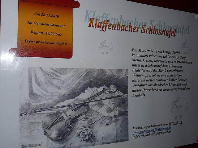 Mozartabend - Klaffenbacher Schlosstafel