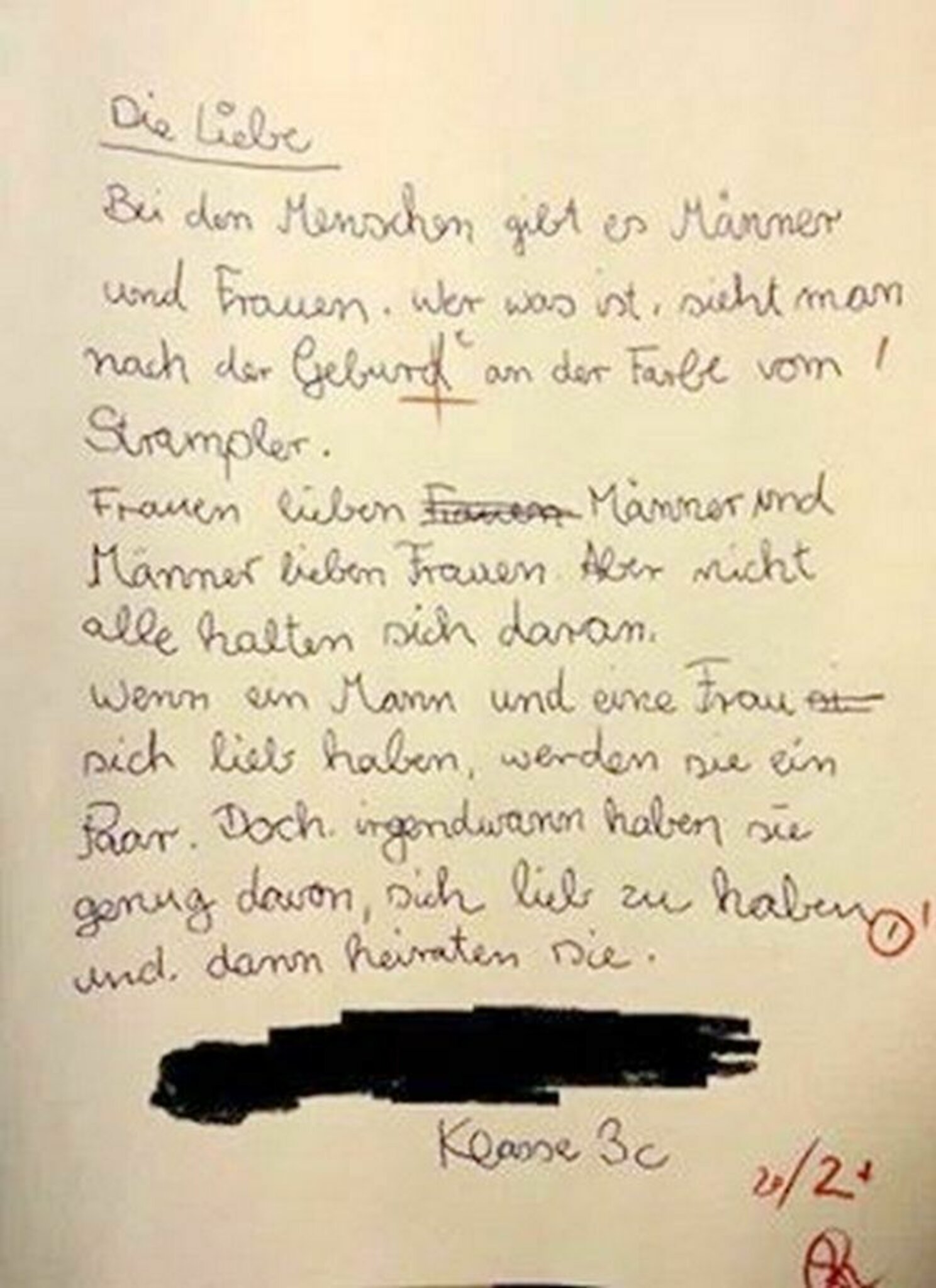 Ein Aufsatz über "Die Liebe."