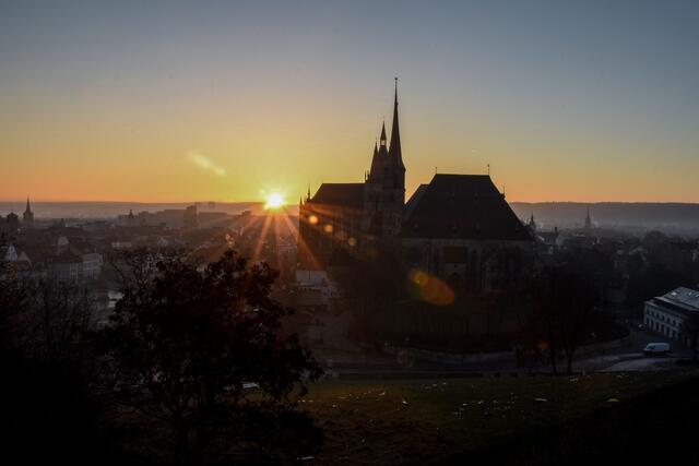 Blick auf den Erfurter Dom, am Neujahrsmorgen | Foto... bei Eiseskälte: SCHWARZE-art-PHOTOGRAPHIE