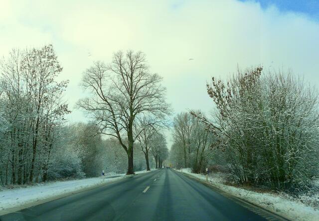 Landstraße in Kaarst Richtung Willich. noch ist es winterlich.