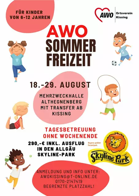 Bei Interesse können auch Kinder aus Friedberg teilnehmen, einfach in Kissing anfragen. Je nach Anzahl der interessierten oder angemeldeten Kinder, kann die Möglichkeit eines Sammeltransfers, mit Unterstützung des AWO OV Friedberg, von und nach Kissing Mehrzweckhalle geprüft werden. | Foto: AWO Ortsverein Kissing