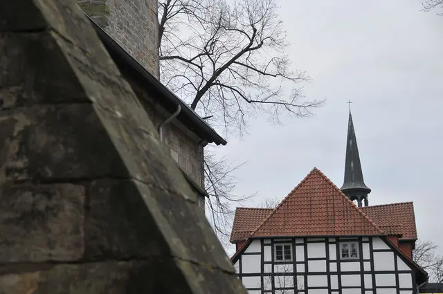 Fachwerk an der Stiftskirche in Wunstorf