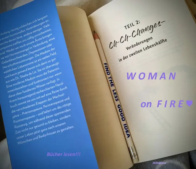 DAS Buch von 
Frau Dr.med. SHEILA de LIZ

" WOMAN on F I R E "

...
:-)))

...changes!

Make the difference
Change your WAY of LIFE
....

reading books´....

...
Juni 2026@AnastasiA 